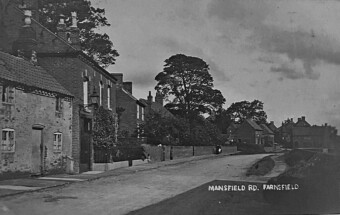 Mansfield Road looking East. Left is a cottage for the poor, now demolished