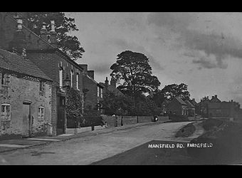 Mansfield Road looking East. Left is a cottage for the poor, now demolished